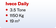 Iveco Daily - 3.5 Tone / 1150 Kg / 19 m3